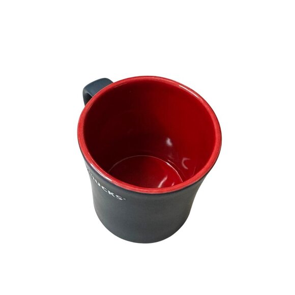 Starbucks Ceramic Dragon Mug 16 oz Black Red Interior 2011 Collectible Design - Picture 3 of 5